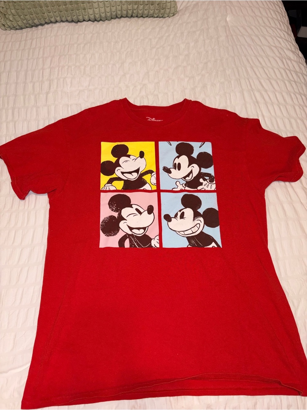 Disney Red Short Sleeve Kids Tee with Pop Art Mickey Panels